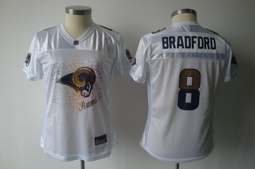 Rams #8 Sam Bradford White 2011 Women's Fem Fan NFL Jersey